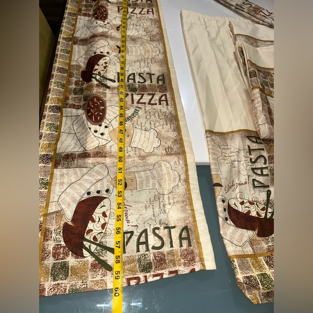 Fun Novelty Curtains Valence Sets Italian Food  
Pizza Pasta Cooking Kitchen new - Picture 12 of 15